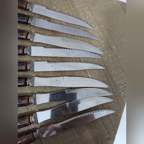 Sheffield crown regency knife set, faux horn handles mixed set - Picture 4 of 8